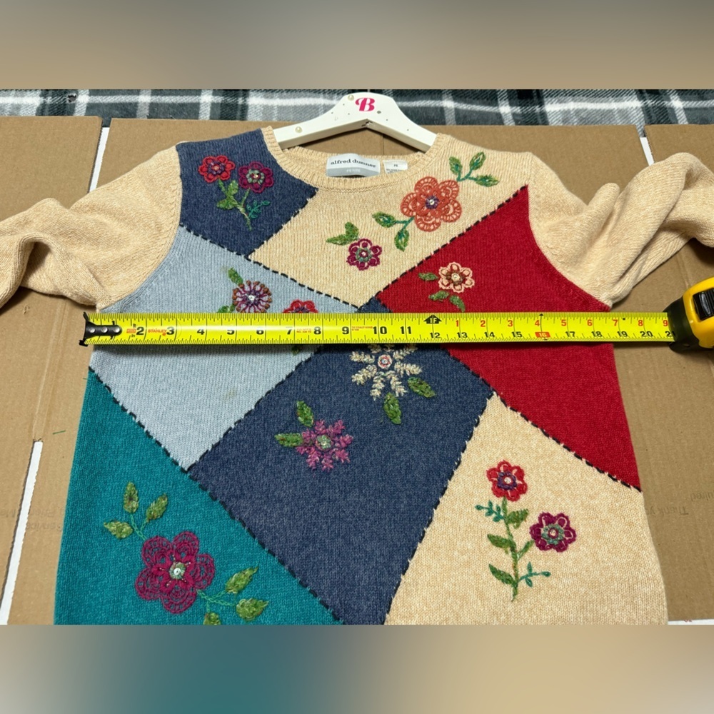 Alfred Dunner Multicolor Floral Sweater Coastal Grandma Cottagecore Patchwork - Picture 4 of 7